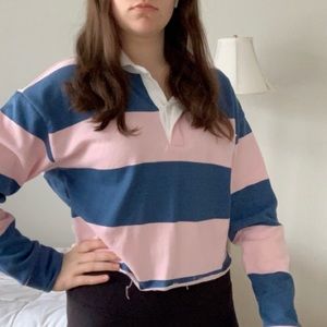 Striped blue and pink crop top.